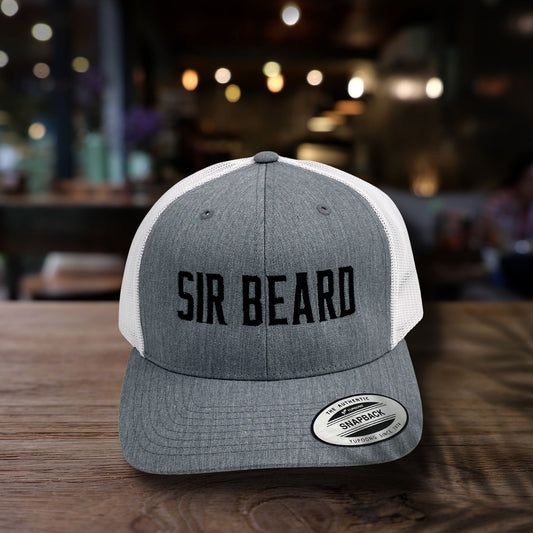 Sir Beard Hat (White Curved Trucker snapback)